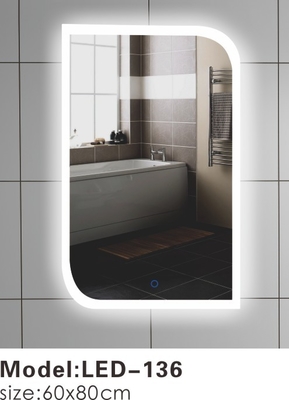 Contemporary Touch Led Bathroom Mirror 600 , Touch Light Vanity Mirror With LED Lights